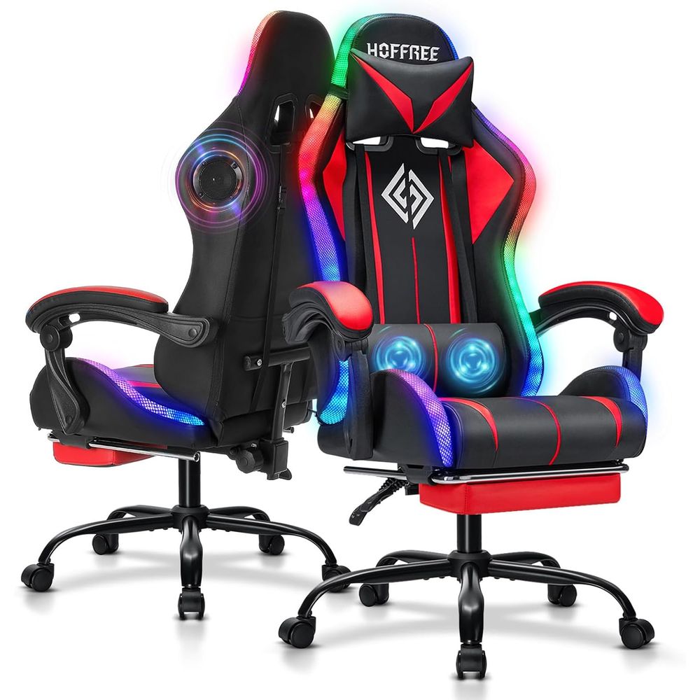Massage - Sedia da Gaming RGB con Altoparlanti