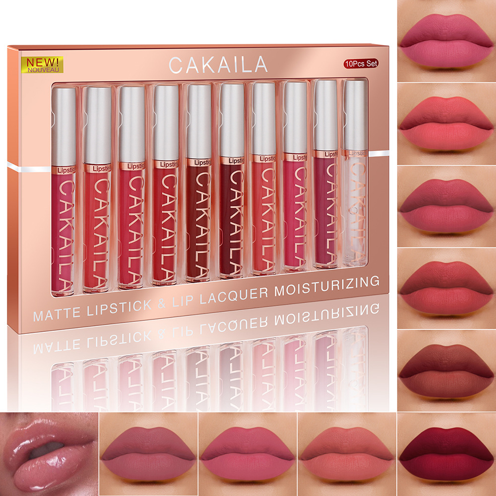 Matte Velvet Lip Tint Long Lasting - Set da 4/10 pezzi Rossetto Liquido